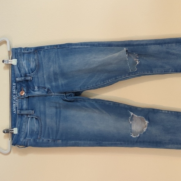 American Eagle Outfitters Super Low Jegging US Women's Size 4 Long Ripped - Picture 1 of 14